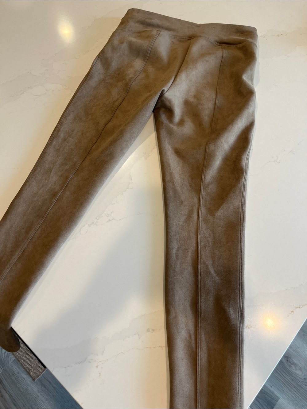 Spanx Faux Suede   High-Waist Leggings in Taupe - Picture 5 of 6
